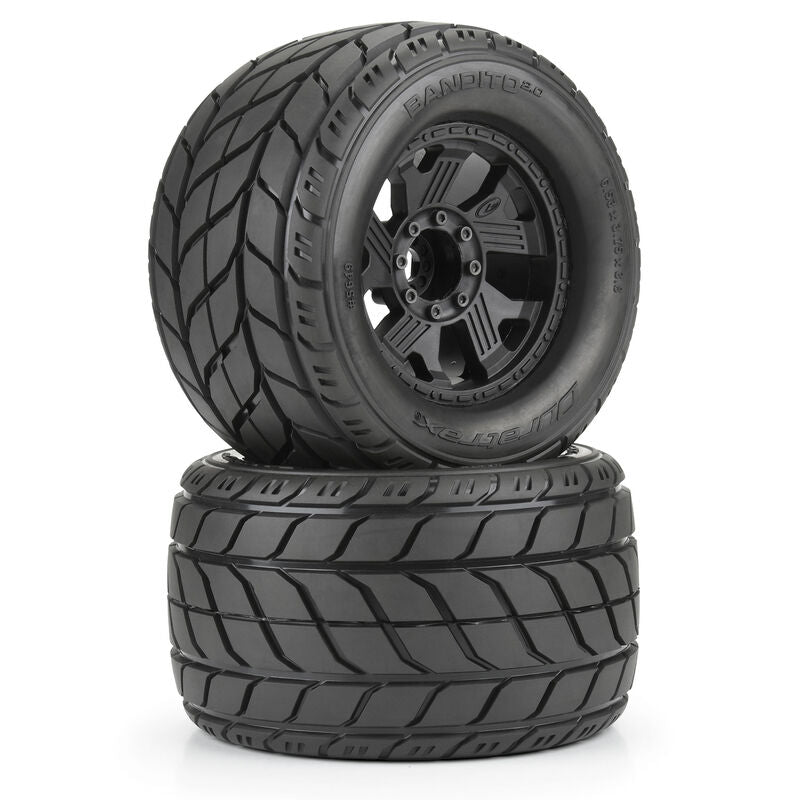 1/8 Bandito 2.0 F/R 3.8" MT Tires Mounted 12mm/14mm Black Ripper (2)