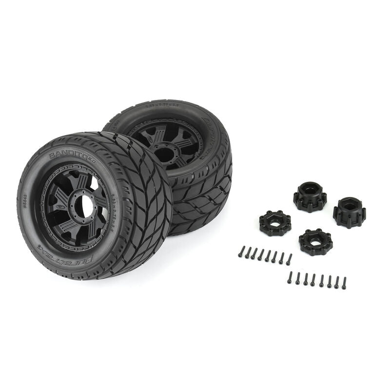 1/8 Bandito 2.0 F/R 3.8" MT Tires Mounted 12mm/14mm Black Ripper (2)