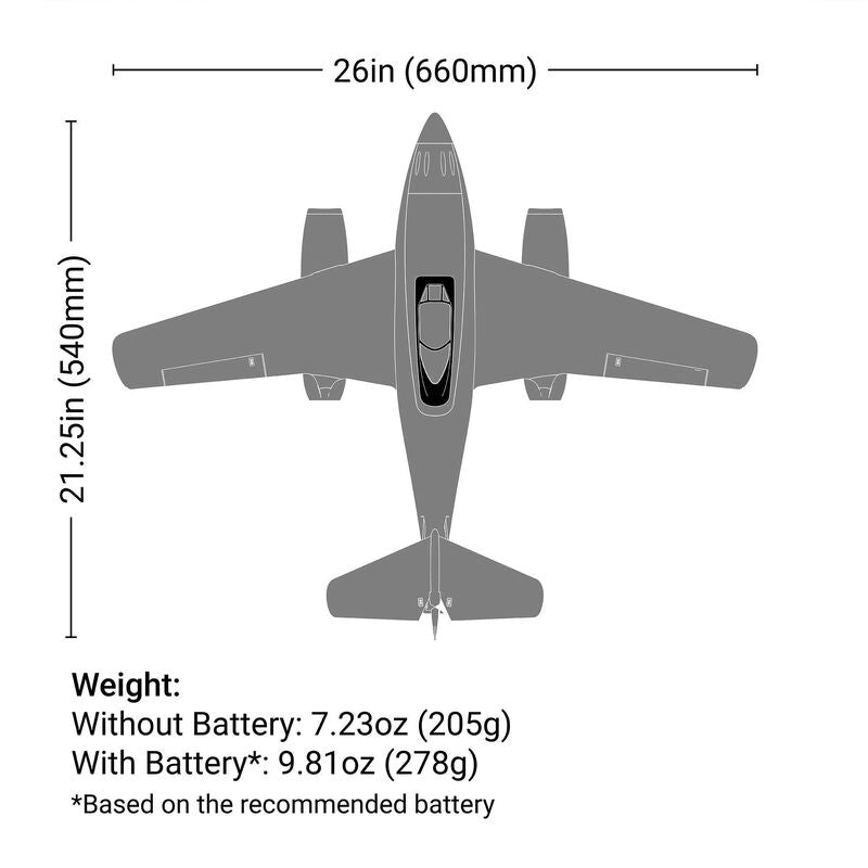 UMX Me 262 30mm EDF Jet BNF Basic with AS3X and SAFE Select, 660mm