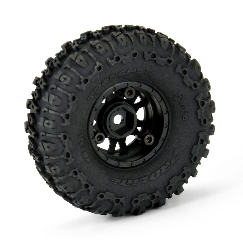 1/24 Trencher F/R 1.0" Tires Mounted 7mm Black Impulse (4): SCX24