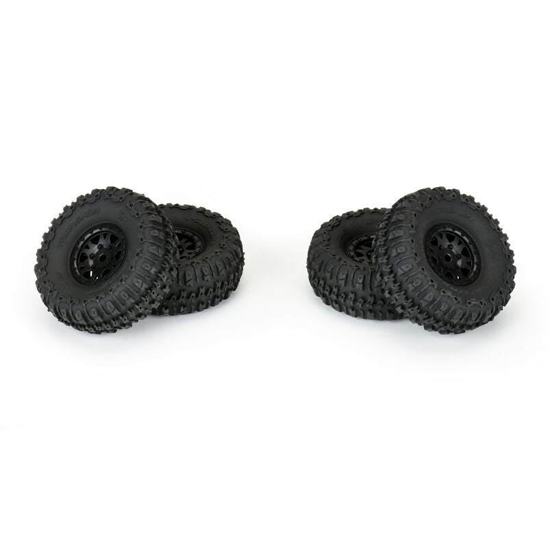 1/24 Trencher F/R 1.0" Tires Mounted 7mm Black Impulse (4): SCX24