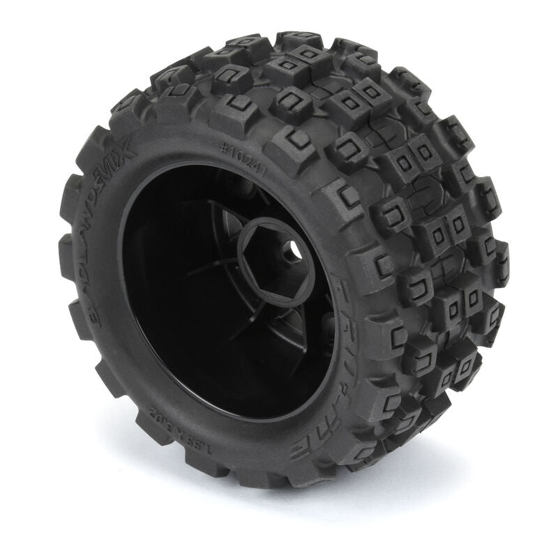 1/18 Badlands MX 1.85" F/R MTD 12mm Black Raid: Granite GROM