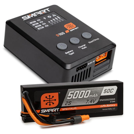 Smart Powerstage Surface Bundle: 5000mAh 2S 50C LiPo Battery (IC3) / 100W S100 Charger