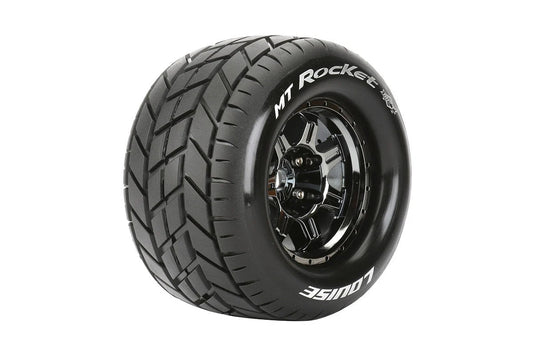 Louise Tires & Wheels 3.8" 1/8 MT-Rocket Sport Black Chrome 0" offset HEX 17mm Belted (MFT) (2)