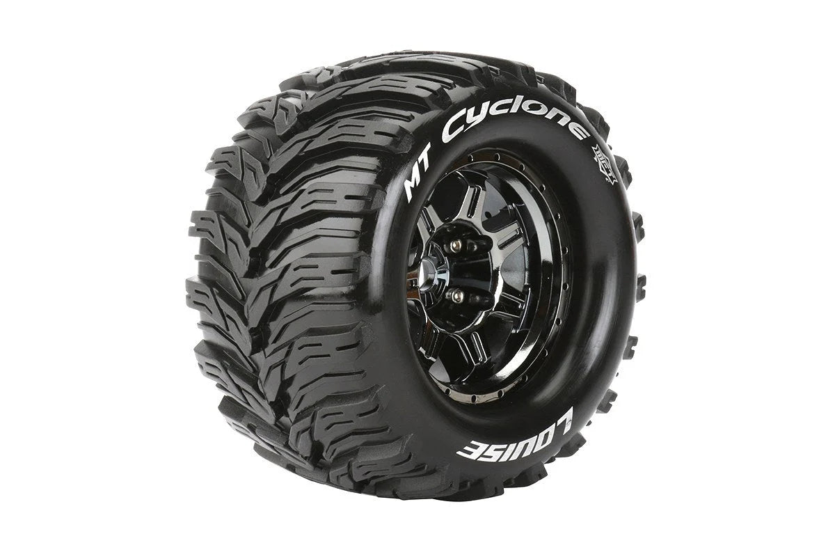 Louise Tires & Wheels 3.8" 1/8 MT-Cyclone Sport Black Chrome 1/2" offset HEX 17mm Belted (MFT) (2)