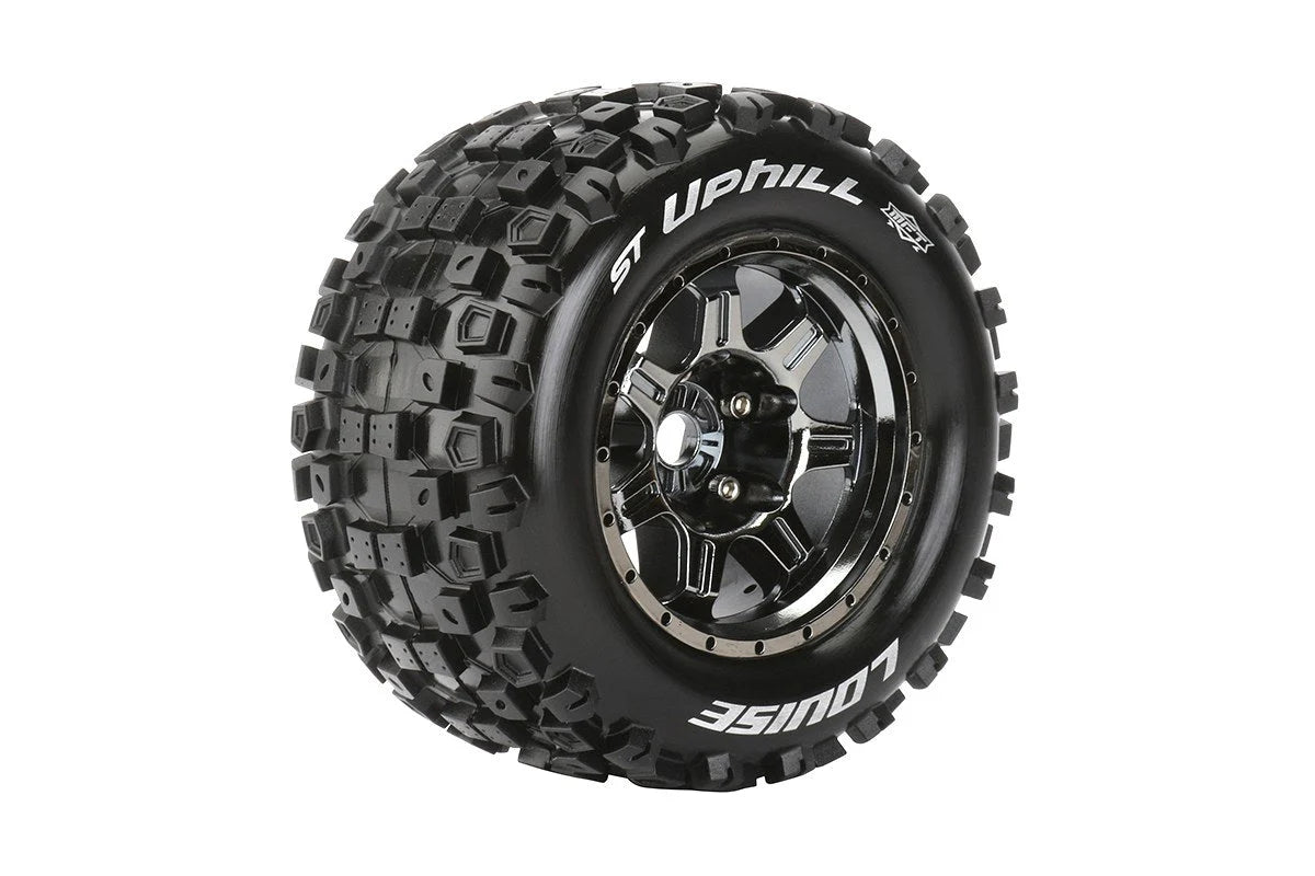 Louise Tires & Wheels 1/8 ST-Uphill Sport Black Chrome 1/2" offset HEX 17mm Belted (MFT) (2)