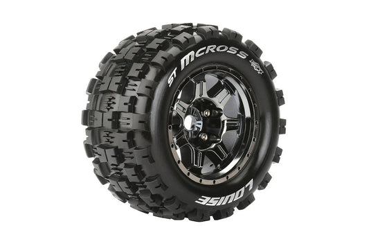 Louise Tires & Wheels 1/8 ST-Mcross Sport Black Chrome 1/2" offset HEX 17mm Belted (MFT) (2)