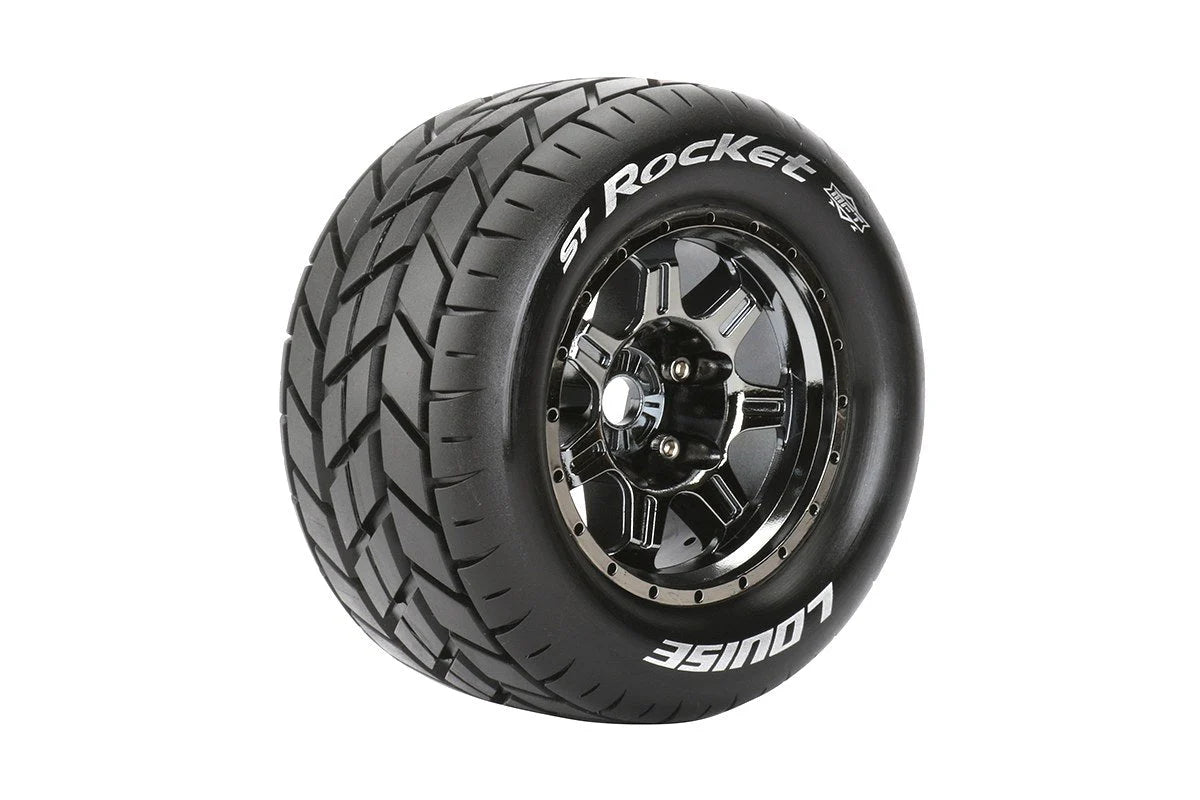 Louise Tires & Wheels 3.8" 1/8 ST-Rocket Sport Black Chrome 0" offset HEX 17mm Belted (MFT) (2)