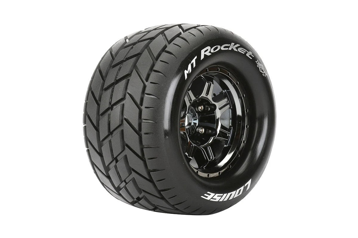 Louise Tires & Wheels 3.8" 1/8 MT-Rocket Sport Black Chrome 1/2" offset HEX 17mm Belted (MFT) (2)