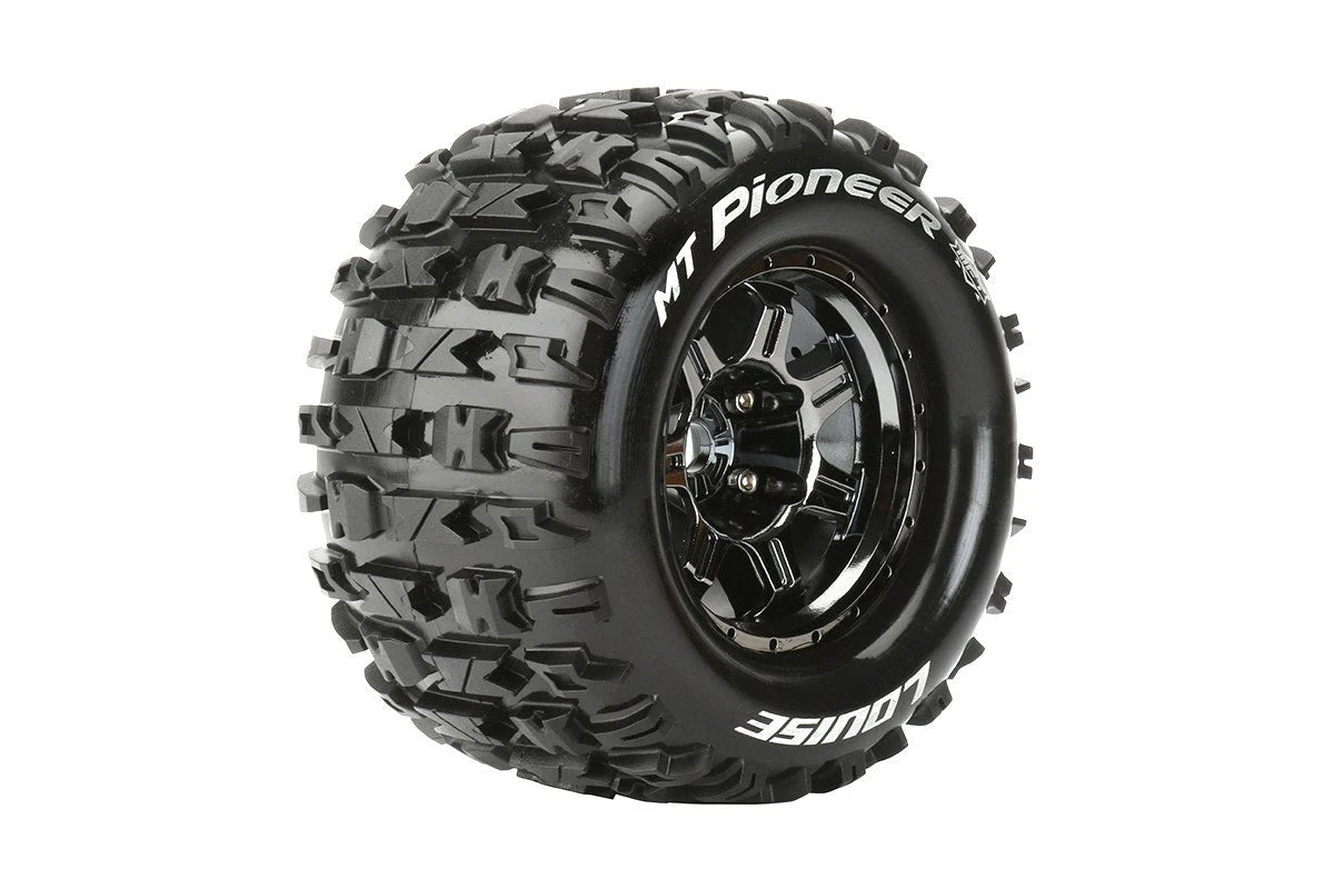 Louise Tires & Wheels 3.8" 1/8 MT-Pioneer Sport Black Chrome 1/2" offset HEX 17mm Belted (MFT) (2)