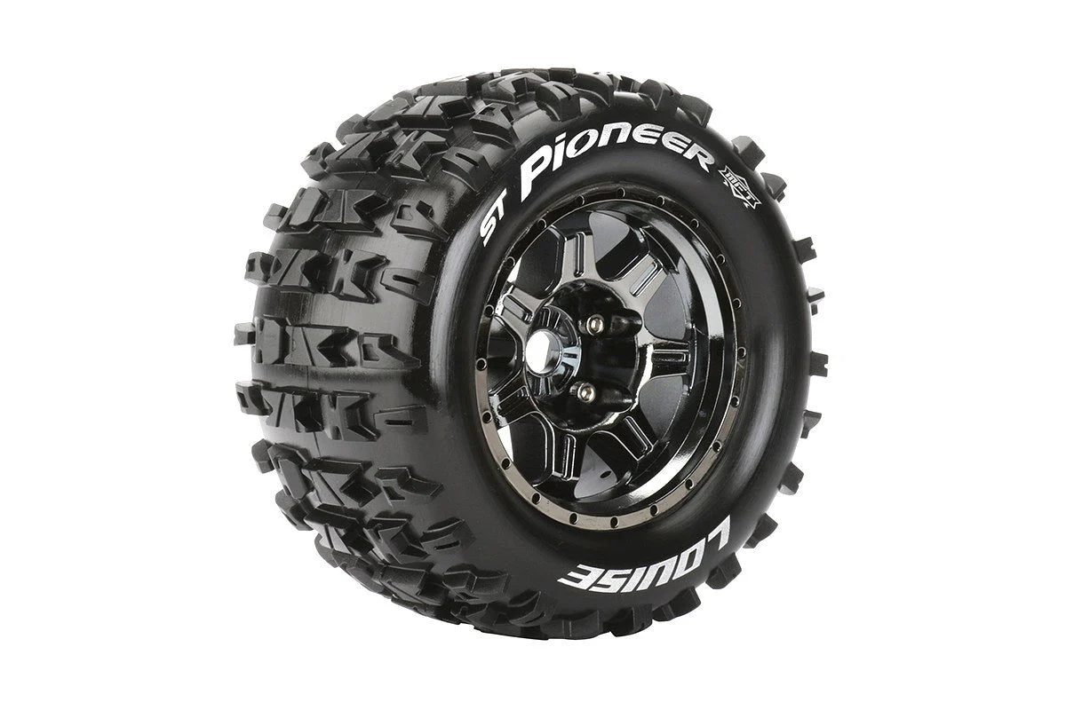 Louise Tires & Wheels 1/8 ST-Pioneer Sport Black Chrome 1/2" offset HEX 17mm Belted (MFT) (2)