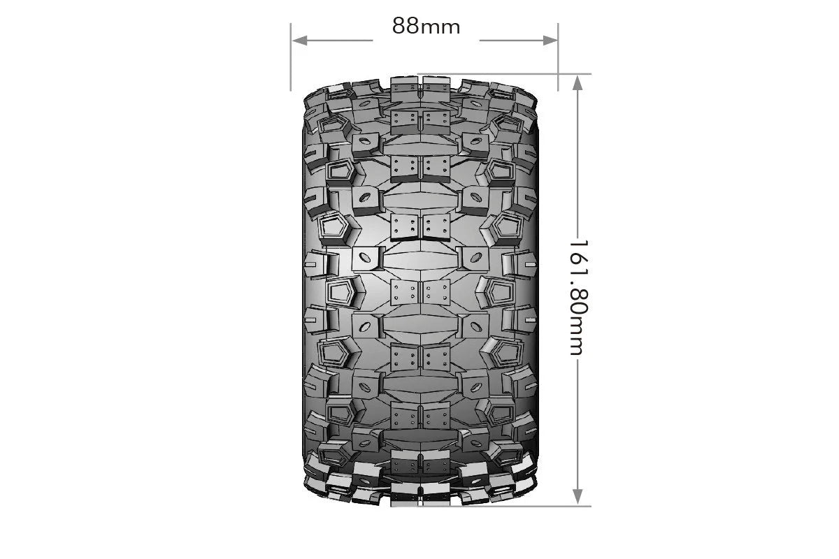 Louise Tires & Wheels 1/8 ST-Uphill Sport Black 1/2" offset HEX 17mm Belted (MFT) (2)