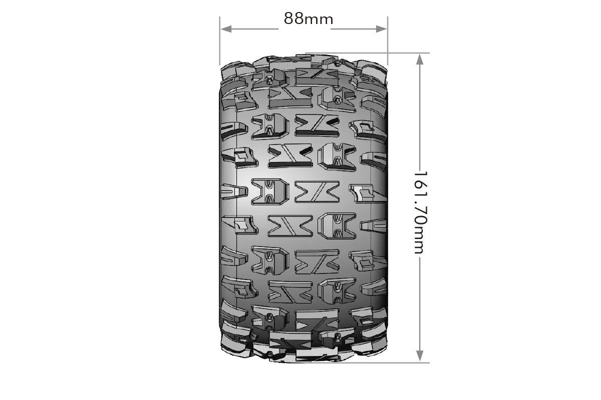 Louise Tires & Wheels 1/8 ST-Pioneer Sport Black Chrome 0" offset HEX 17mm Belted (MFT) (2)