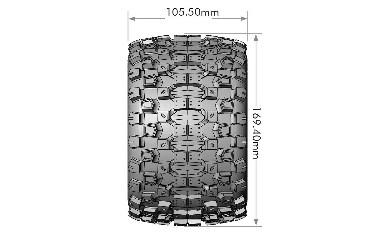 Louise Tires & Wheels 3.8" 1/8 MT-Uphill Sport Black 1/2" offset HEX 17mm Belted (MFT) (2)