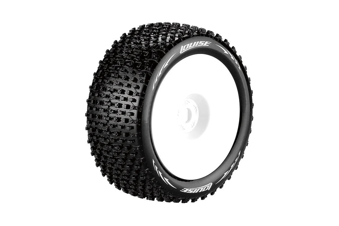 Louise Tires & Wheels 1/8 Truggy T-Pirate Front/Rear Soft Rim White 0 offset Hex 17mm (2)