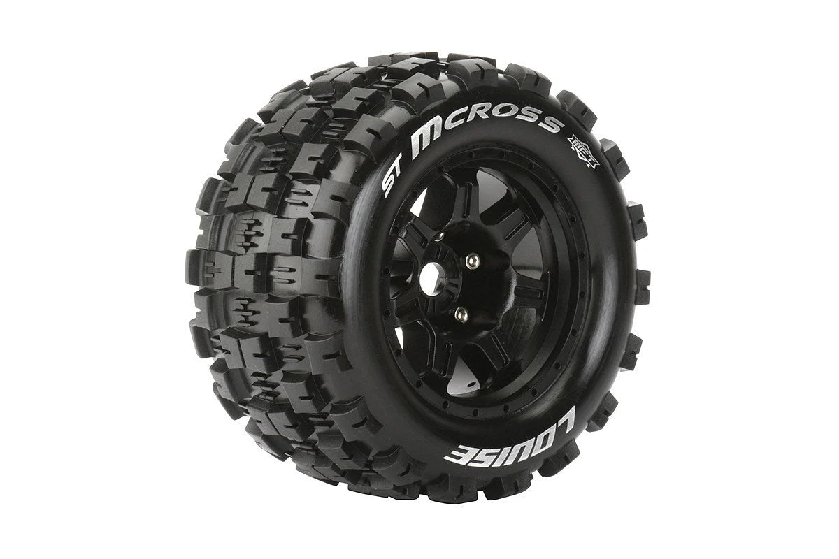 Louise Tires & Wheels 1/8 ST-Mcross Sport Black 1/2" offset HEX 17mm Belted (MFT) (2)