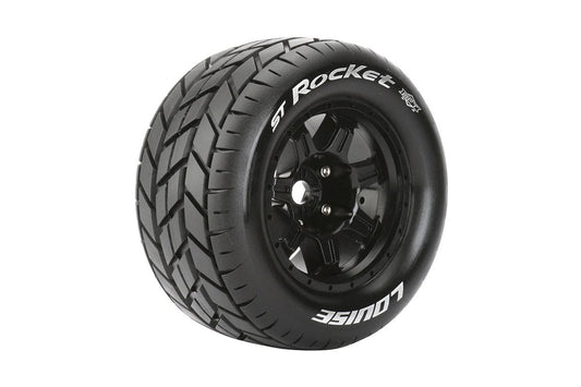 Louise Tires & Wheels 1/8 ST-Rocket Sport Black 1/2" offset HEX 17mm Belted (MFT) (2)