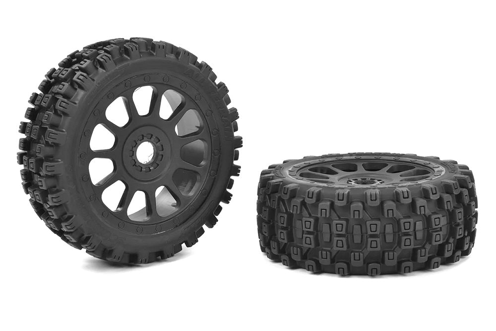 Scorpion XTB, Off-Road 1/8 Buggy Tires, Glued on Black Rims, 1 Pair