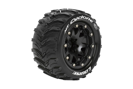 Louise Tires & Wheels Beadlock 2.8" 1/10 MT-CYCLONE Soft Black Arrma offset HEX 14mm Belted (MFT) (2)