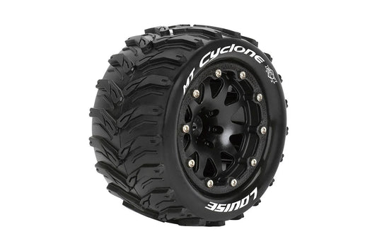 Louise Tires & Wheels Beadlock 2.8" 1/10 MT-CYCLONE Soft Black 1/2 offset HEX 12mm Belted (MFT) (2)