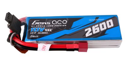 Gens Ace G-Tech 2600mAh 3S 11.1V 45C LiPo Deans Plug