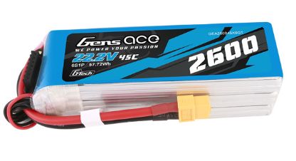 Gens Ace G-Tech 2600mAh 6S 22.2V 45C LiPo XT60 Plug