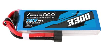 Gens Ace G-Tech 3300mAh 3S 11.1V 45C LiPo EC3 & Deans Adapter