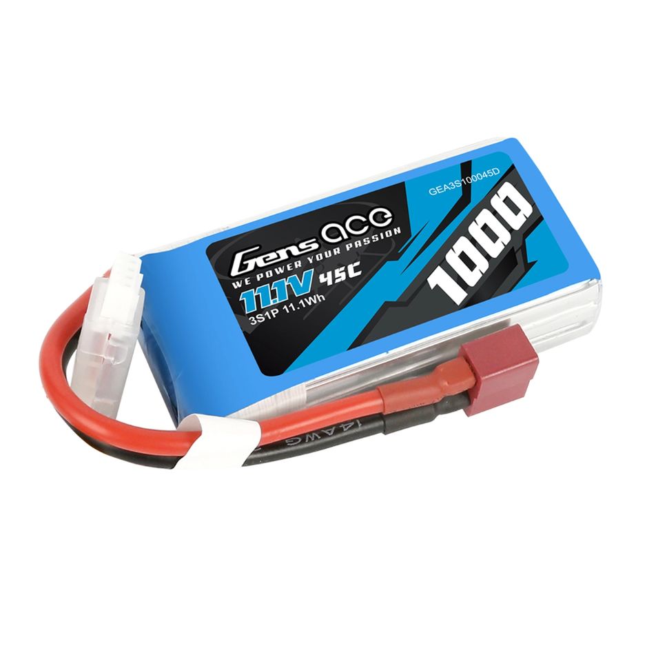 Gens Ace 1000mAh 3S1P 11.1V 45C LiPo Deans Plug Soft Case