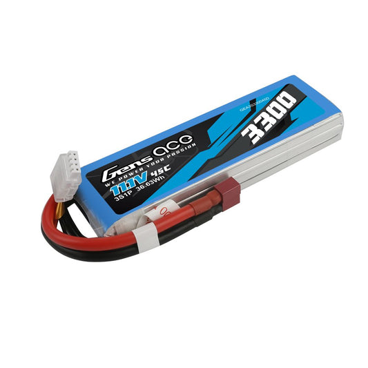 Gens Ace 3S 3300mAh 45C LiPo Battery - Deans Plug