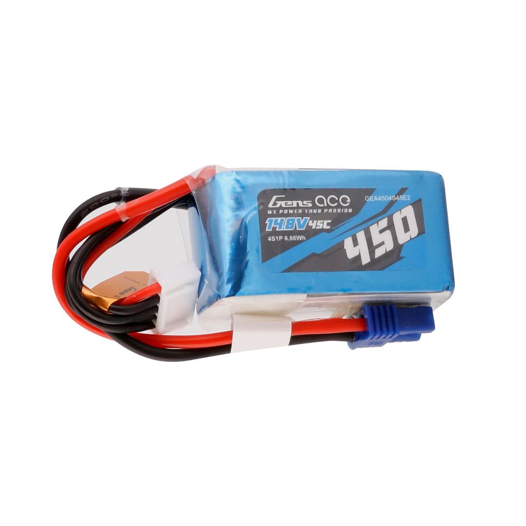 Gens Ace 450mAh 14.8V 45C Lipo Battery Pack With EC2 Plug