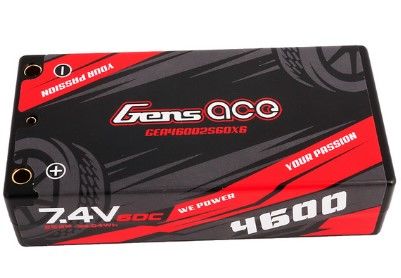 Gens Ace 4600mAh 2S2P 7.4V 60C HardCase LiPo Battery Shorty