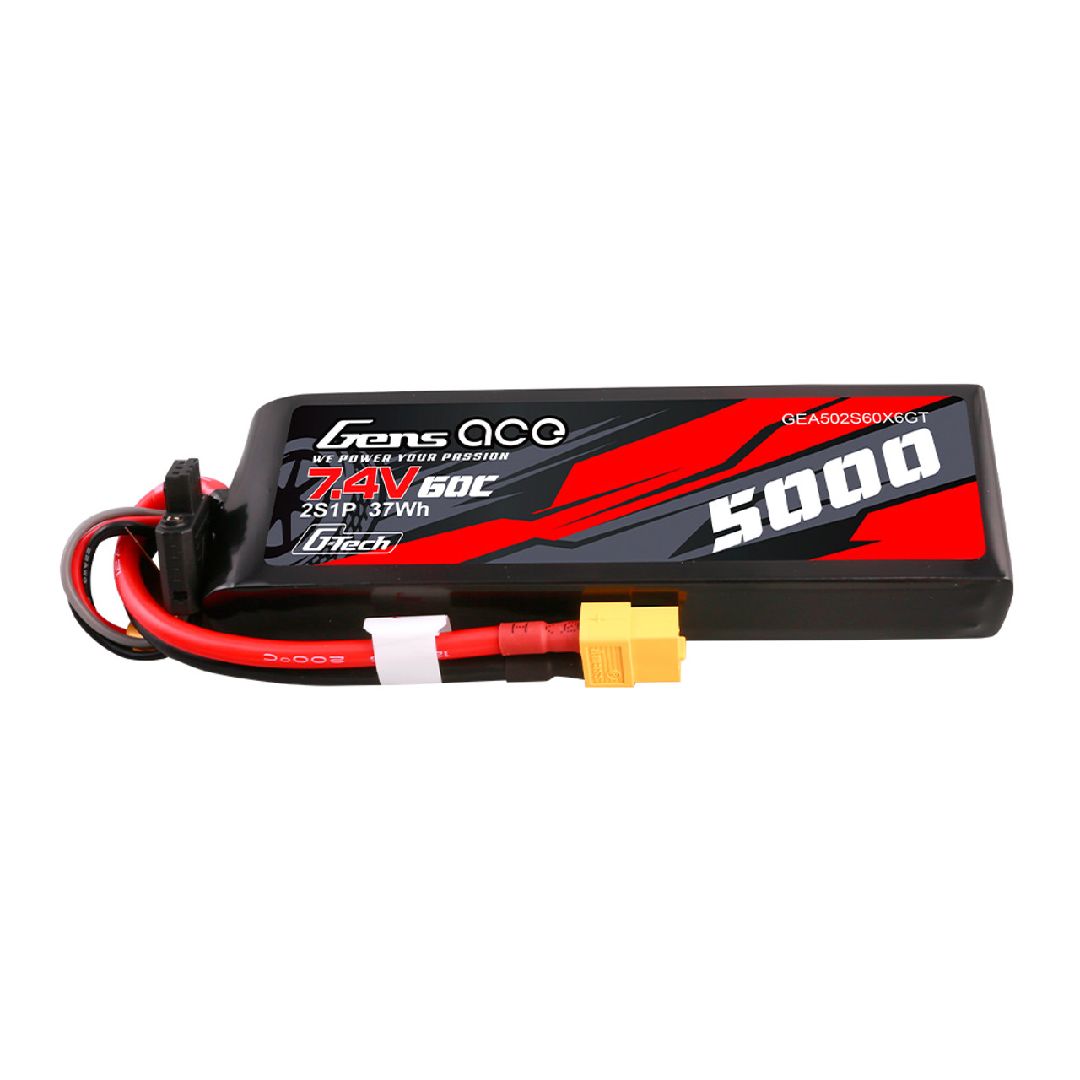 Gens Ace G-Tech 5000mAh 7.4V 60C 2S1P Short-Size LiPo XT60 Plug