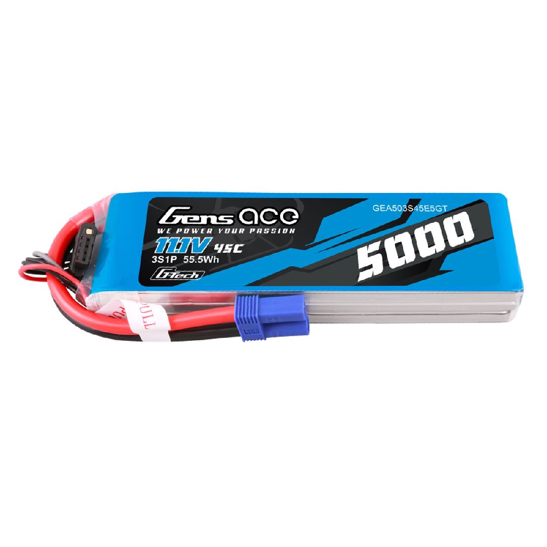 Gens Ace G-Tech 5000mAh 3S1P 45C 11.1V LiPo Pack With EC5 Plug