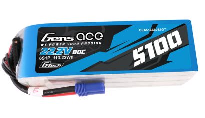 Gens Ace G-Tech 5100mAh 6S 22.2V 80C LiPo EC5 Plug