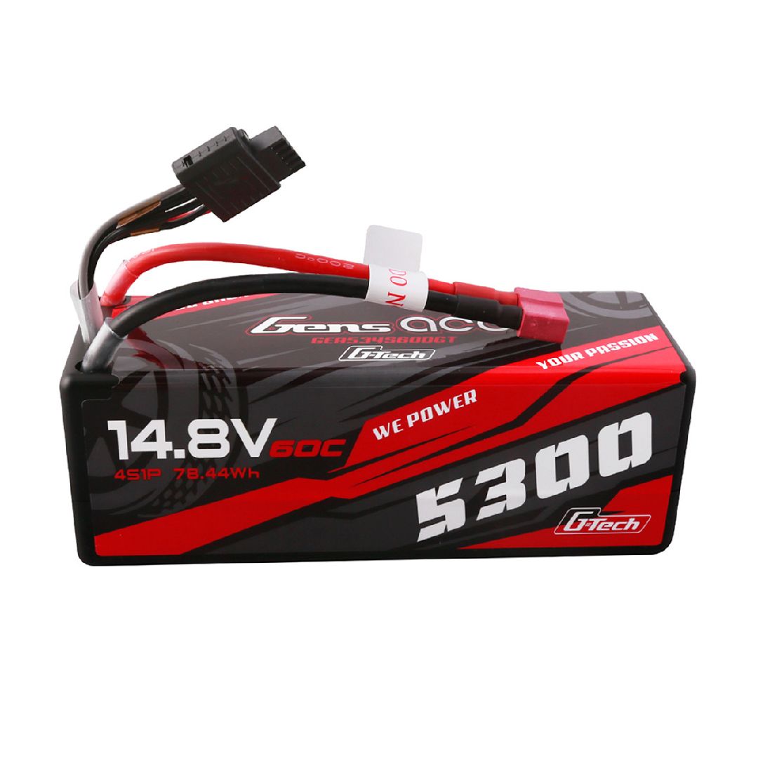 Gens Ace G-Tech 5300mAh 14.8V 60C 4S1P HardCase LiPo Deans Plug