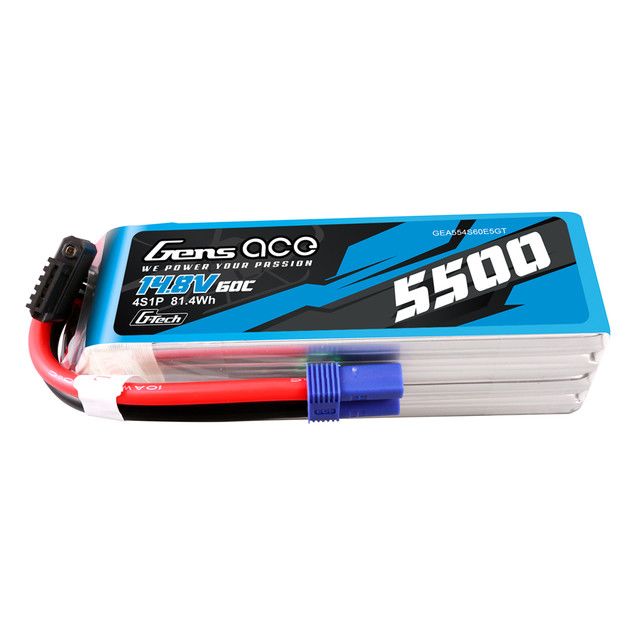 Gens Ace G-Tech 5500mAh 14.8V 4S1P 60C LiPo Pack With EC5 Plug