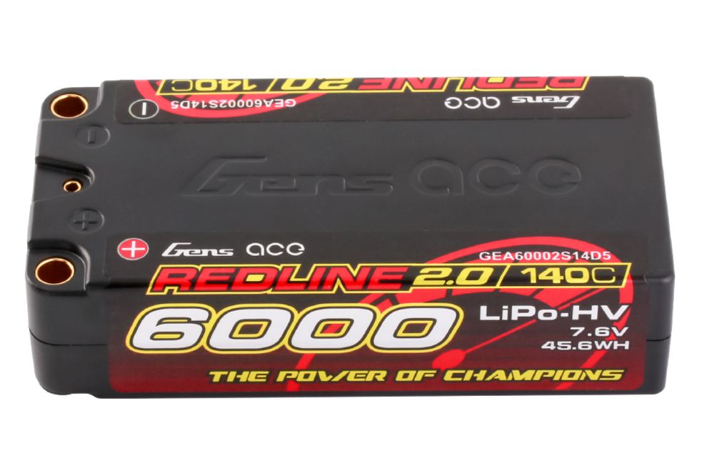 Gens Ace Redline 2.0 6000mAh 2S2P 7.6V 140C HV Shorty LiPo