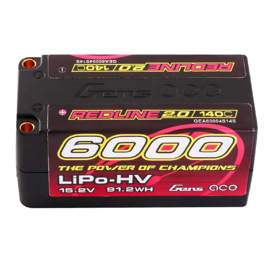 Gens Ace Redline 2.0 6000mAh 4S 15.2V 140C LiPo w/ 5.0mm Bullet