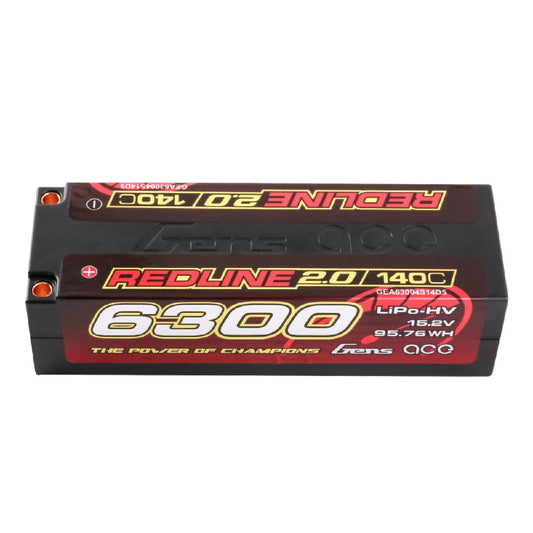 Gens Ace Redline 2.0 6300mAh 4S 15.2V 140C LiPo w/ 5.0mm Bullet