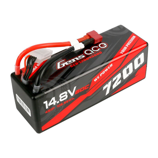 Gens Ace 4S 7200mAh 60C Hard Case LiPo Battery - Deans Plug