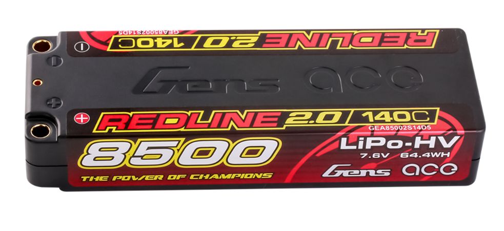 Gens Ace Redline 2.0 8500mAh 2S 7.6V 140C LiPo w/ 5.0mm Bullet