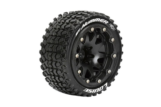 Louise Tires & Wheels Beadlock 2.8" 1/10 ST-HUMMER Soft Black Arrma offset HEX 14mm Belted (MFT) (2)