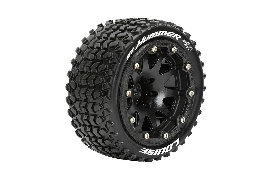 Louise Tires & Wheels Beadlock 2.8" 1/10 ST-HUMMER Soft Black 1/2 offset HEX 12mm Belted (MFT) (2)