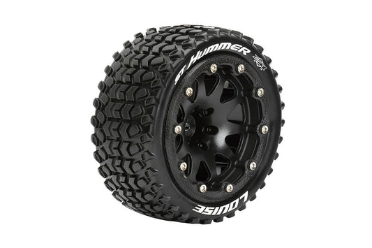 Louise Tires & Wheels Beadlock 2.8" 1/10 ST-HUMMER Soft Black 0 offset HEX 12mm Belted (MFT) (2)