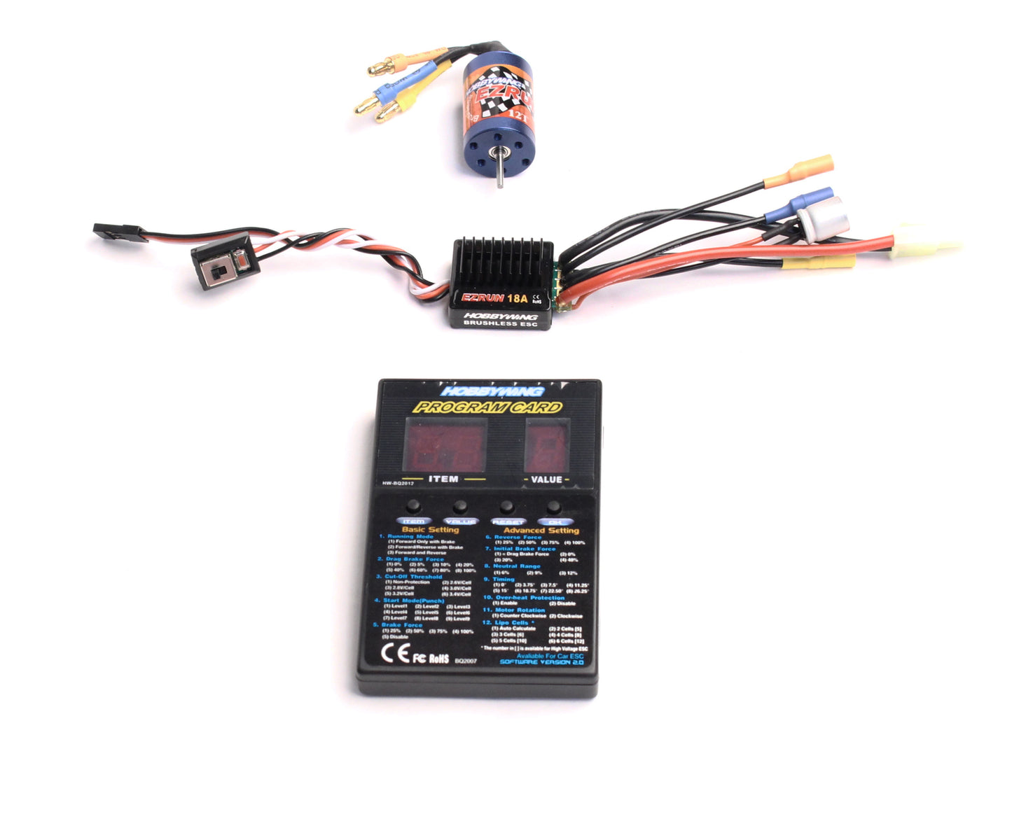 A1 Combo 1/18, EzRun 18A SL ESC, EzRun Series 12T/2030(7800Kv) Brushless Motor