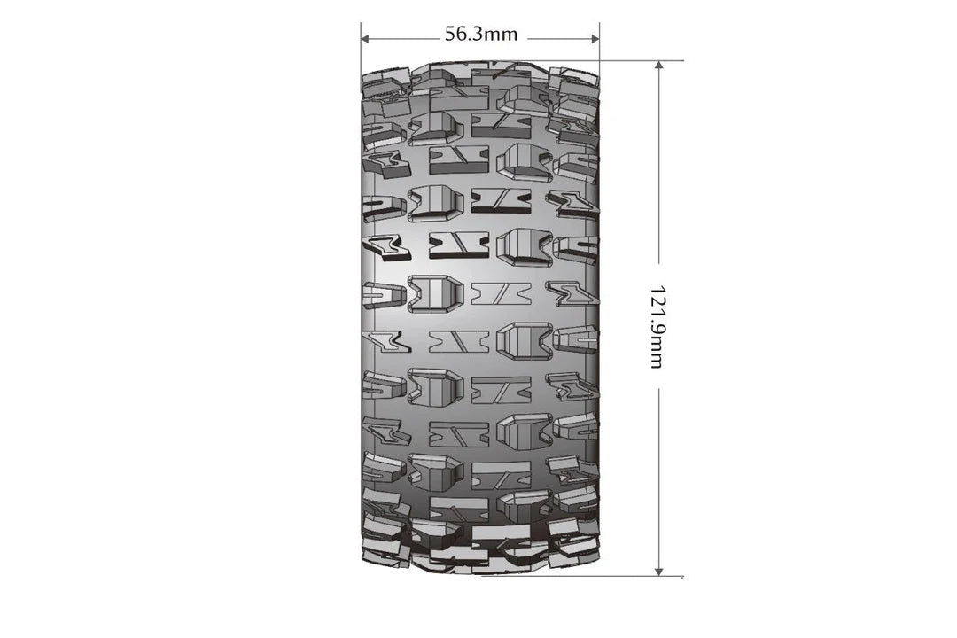 Louise Tires & Wheels Beadlock 2.8" 1/10 ST-PIONEER Soft Black Arrma offset HEX 14mm Belted (MFT) (2)