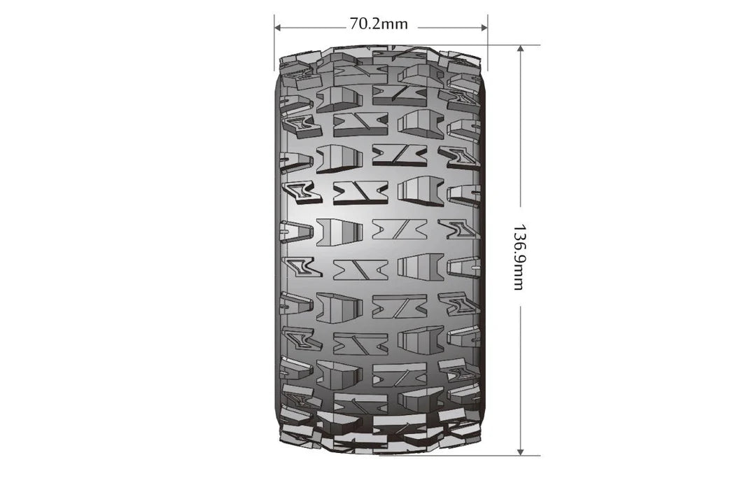 Louise Tires & Wheels Beadlock 2.8" 1/10 MT-PIONEER Soft Black Chrome 0 offset HEX 12mm Belted (MFT) (2)