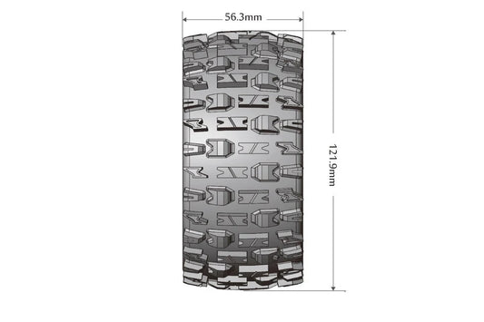 Louise Tires & Wheels Beadlock 2.8" 1/10 ST-PIONEER Soft Black Chrome 0 offset HEX 12mm Belted (MFT) (2)