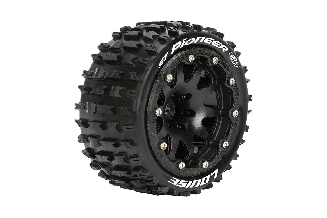 Louise Tires & Wheels Beadlock 2.8" 1/10 ST-PIONEER Soft Black 0 offset HEX 12mm Belted (MFT) (2)