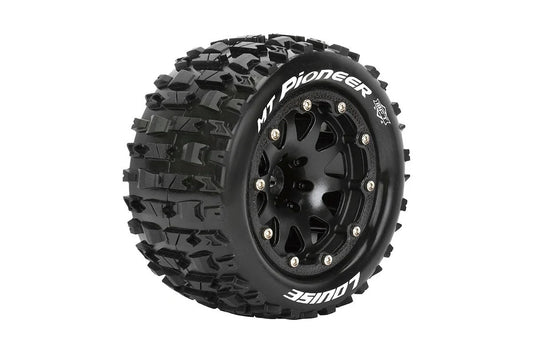 Louise Tires & Wheels Beadlock 2.8" 1/10 MT-PIONEER Soft Black Arrma offset HEX 14mm Belted (MFT) (2)